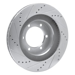 Lexus GX470 Brake Rotor (1) - Front Right - R1 Concepts - Drilled & Slotted - Silver - `03-`09